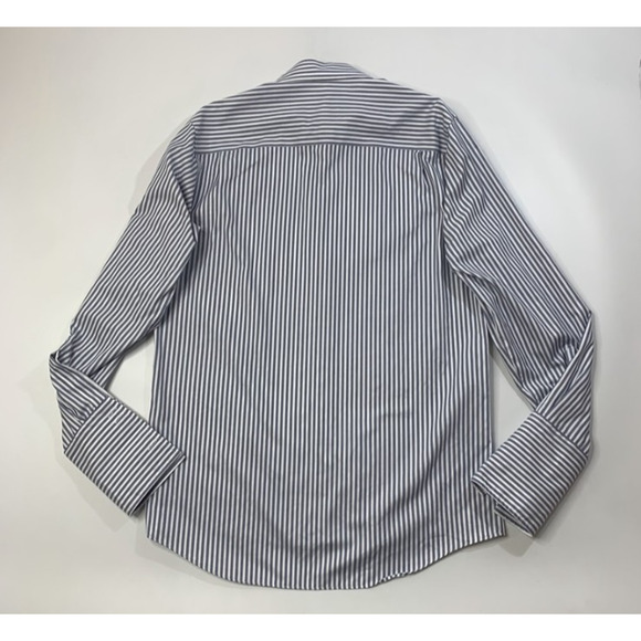 Joseph Abboud Shirt Mens 15.5 Storm Blue White Non Iron Classic Fit French Cuffs - Picture 6 of 9